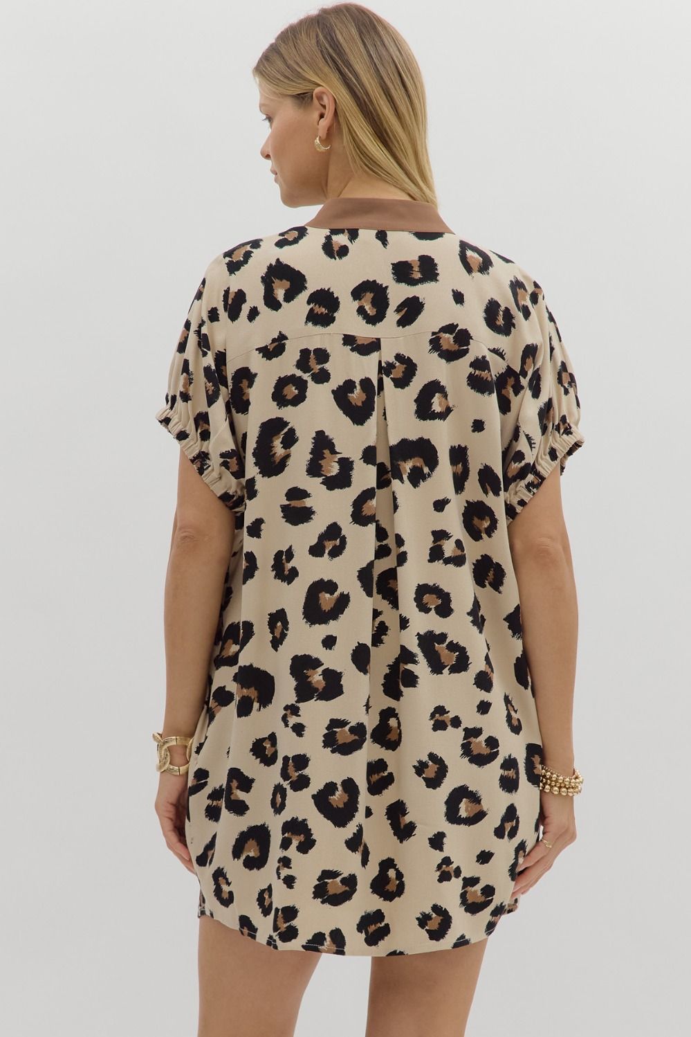 leopard pattern elasticated dolman sleeve