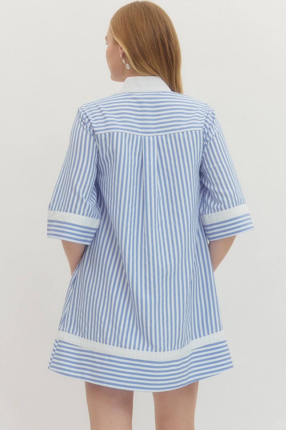 Striped half sleeve mini dress