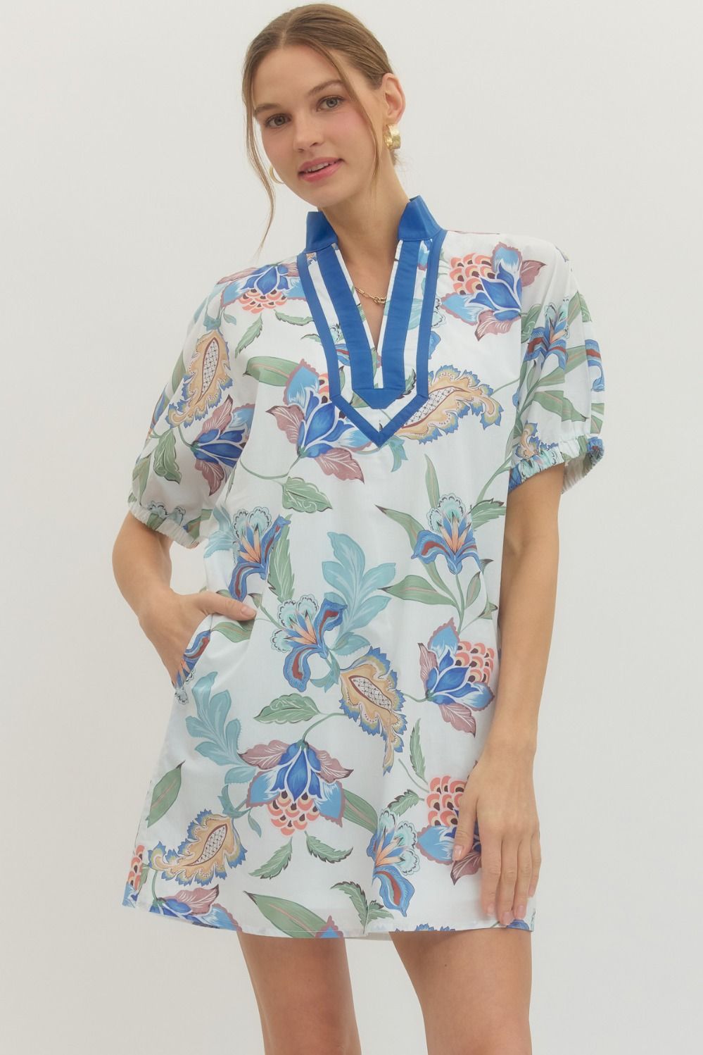 Floral print puff sleeve mini dress (Copy)