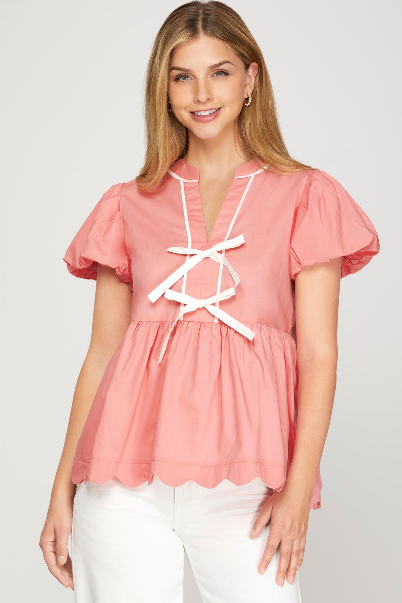 Cap bubble Sleeve front bow