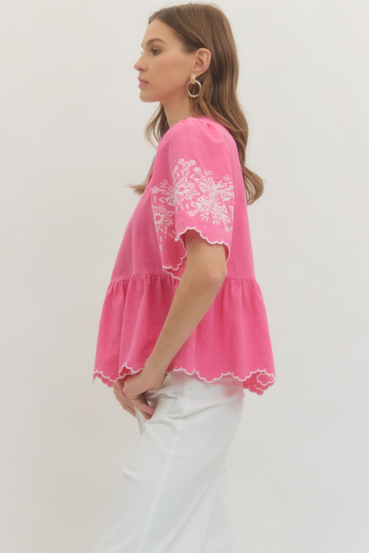 Blouse with embroidered sleeve