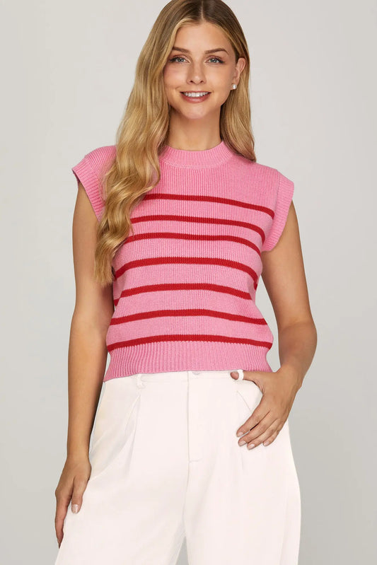 ROUND NECK STRIPED SWEATER