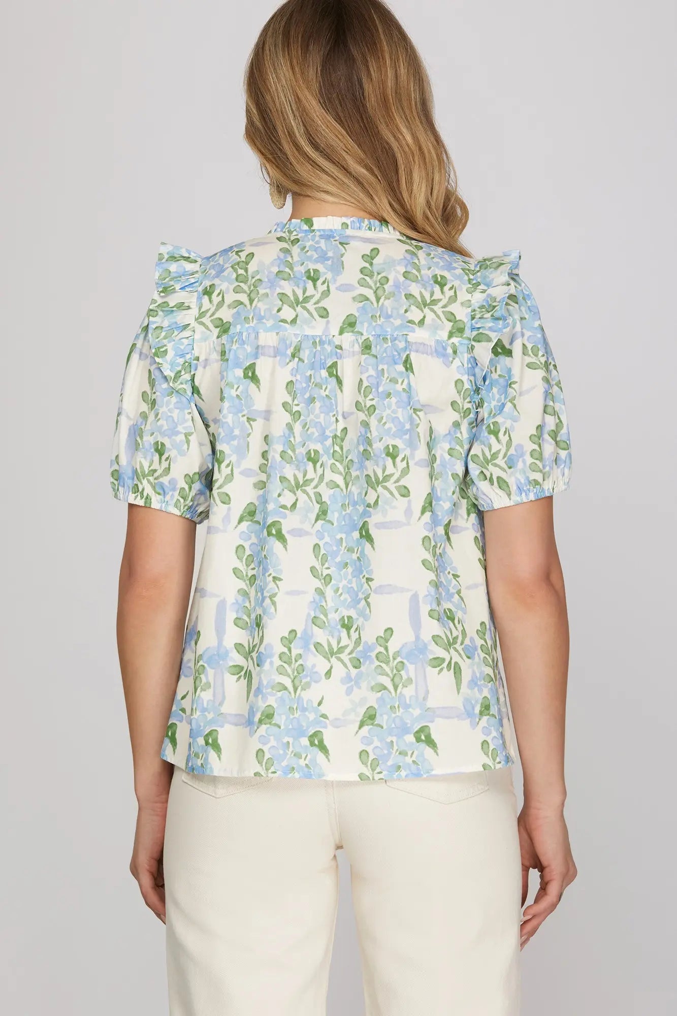RUFFLED SHORT SLEEVE FLORAL