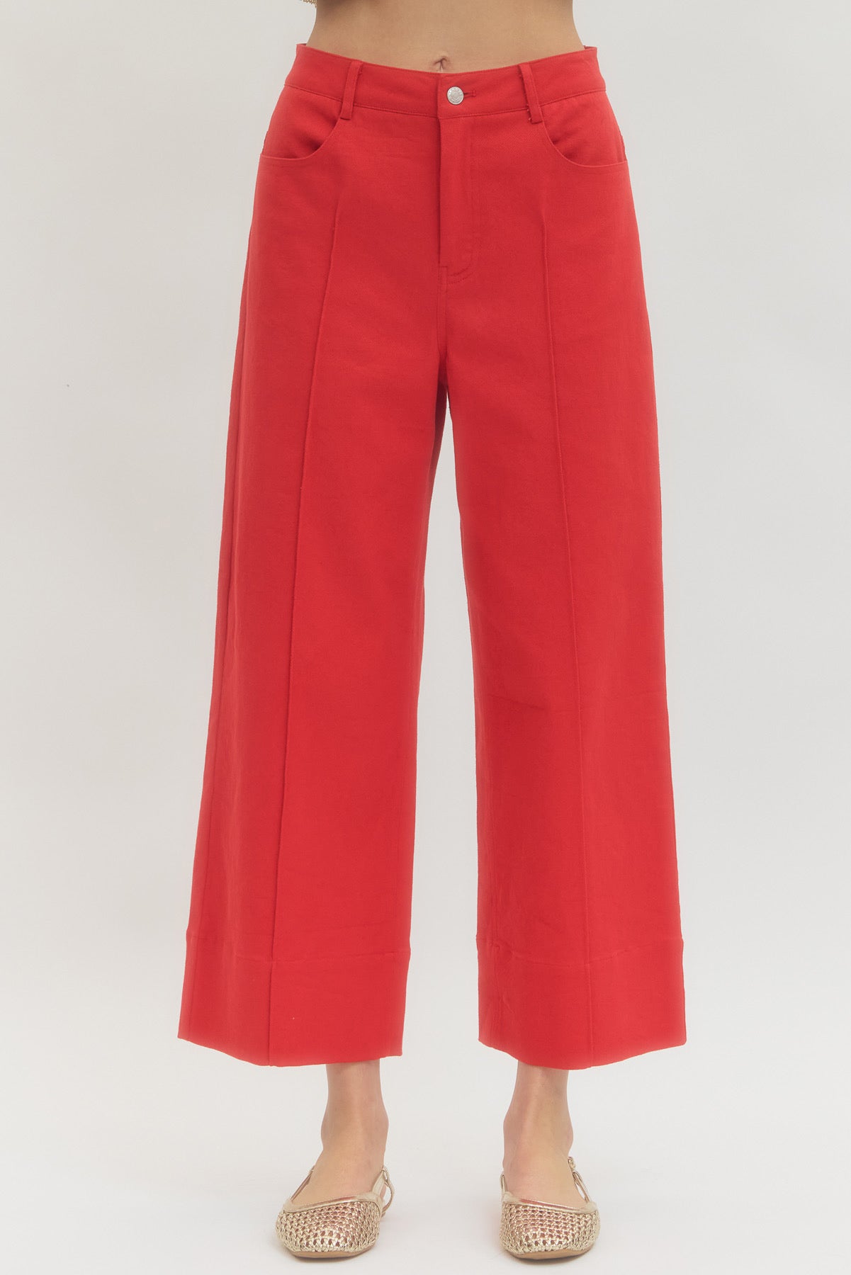 Solid high rise pants