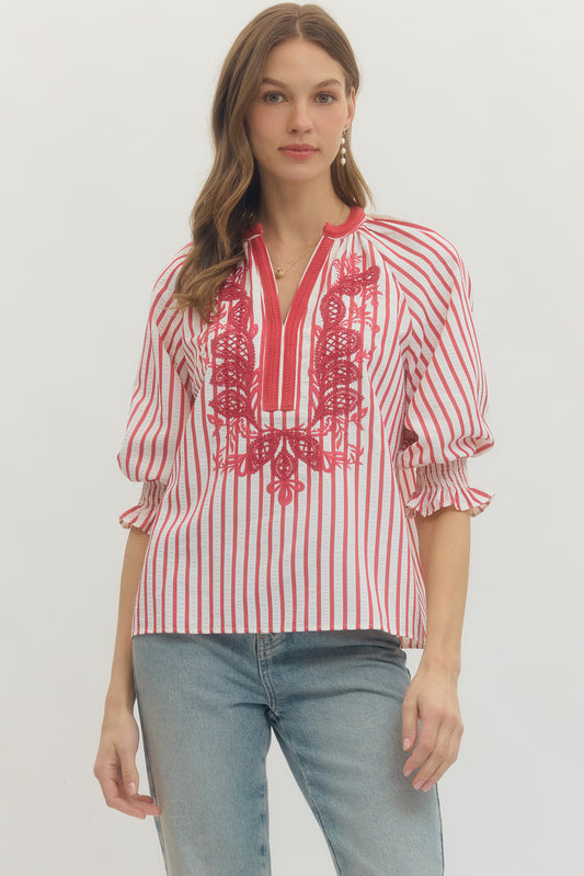 Embroidered blouse red (Copy)