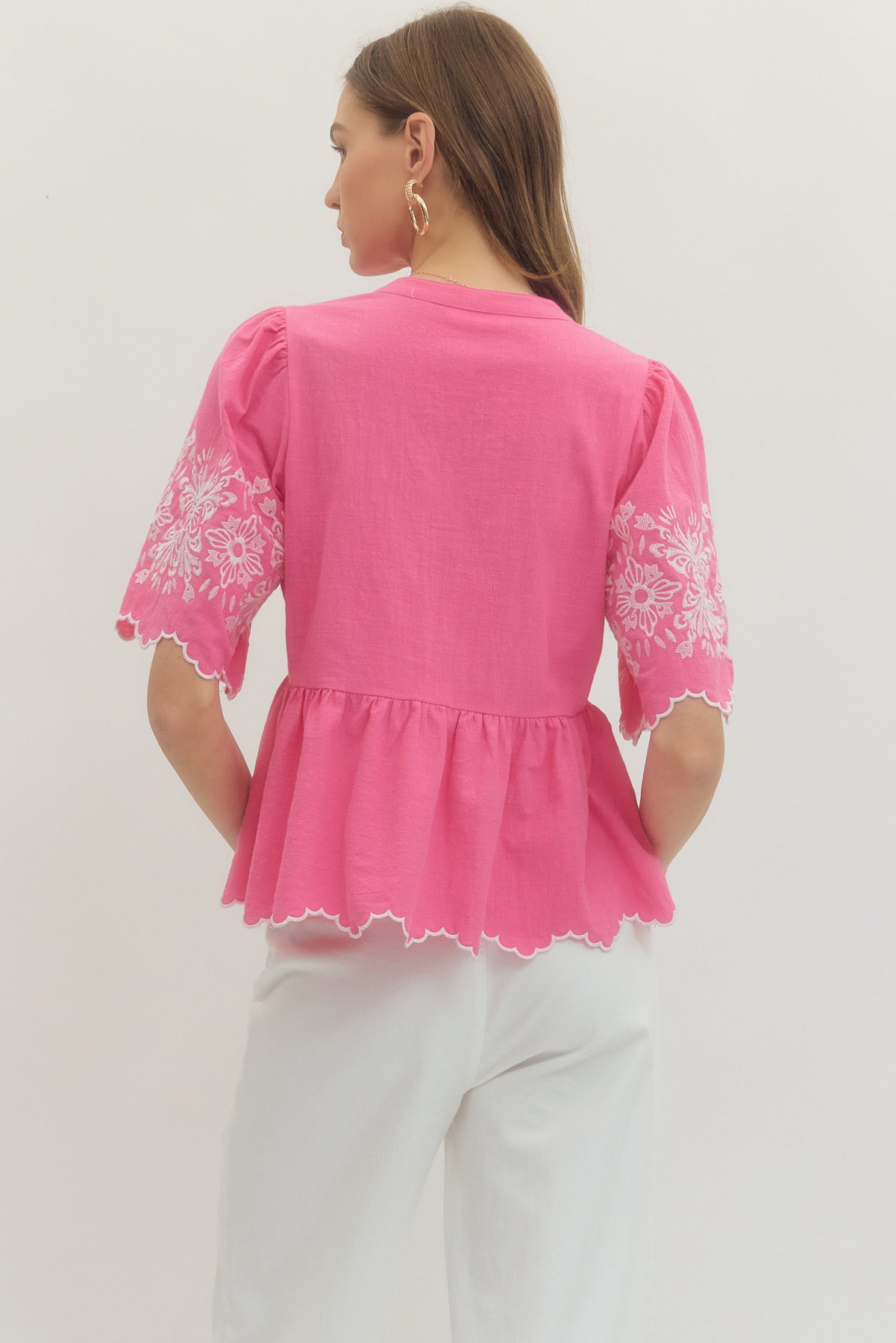 Blouse with embroidered sleeve