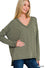 Raised rib long sleeve v neck top  L/XL