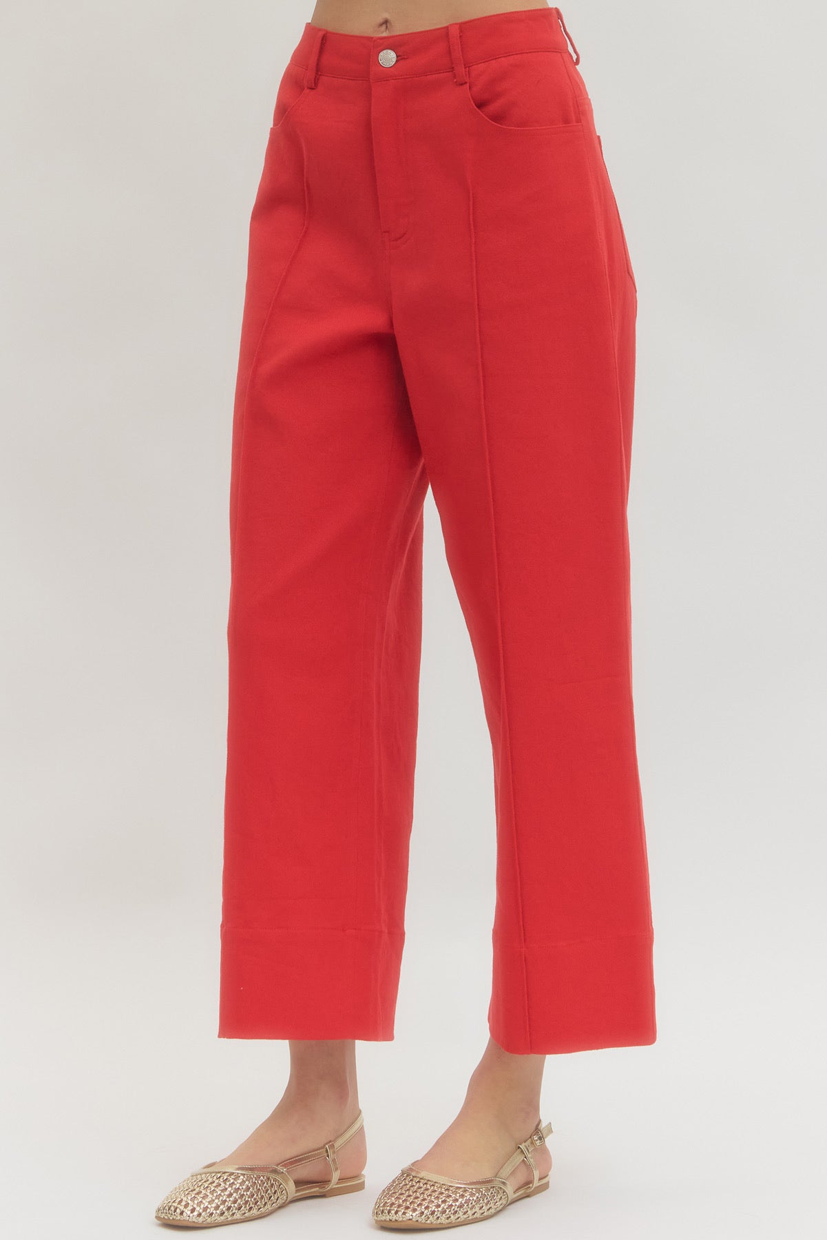 Solid high rise pants
