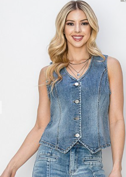 V-Neck Denim Vest