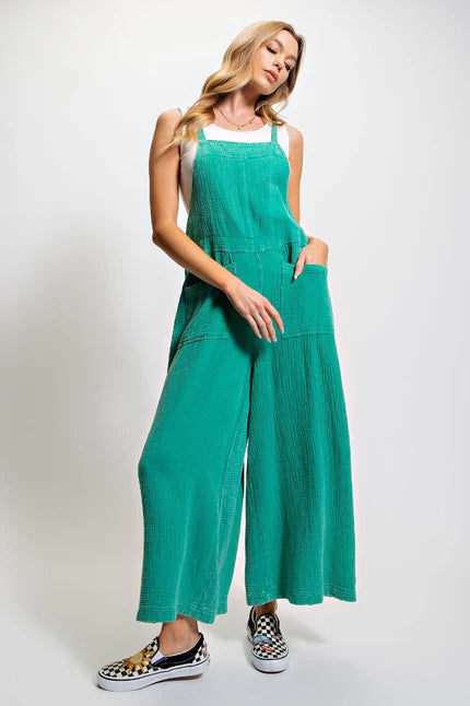 WASHED COTTON JUMPSUIT/OVERALLS