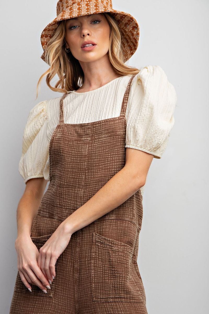 WASHED COTTON JUMPSUIT/OVERALLS