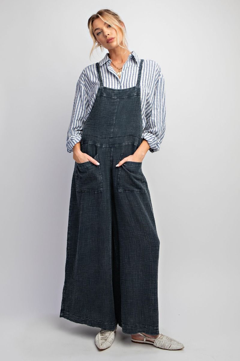 WASHED COTTON JUMPSUIT/OVERALLS