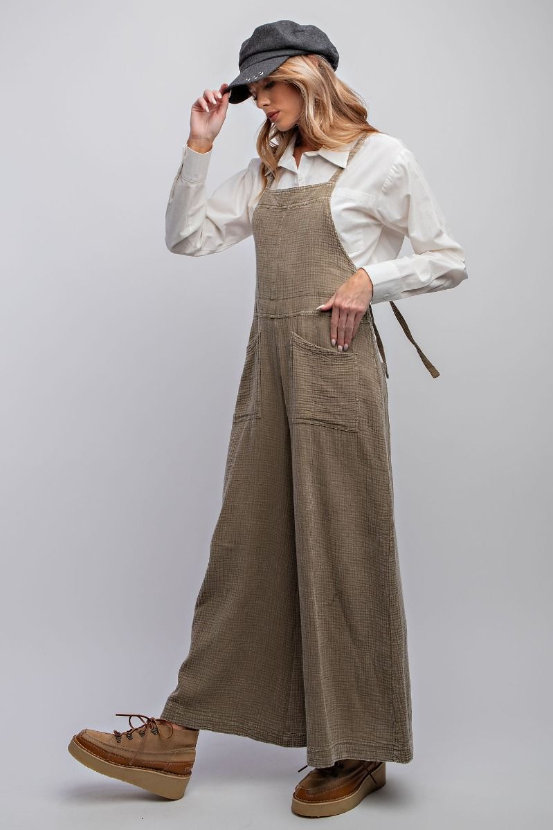 WASHED COTTON JUMPSUIT/OVERALLS