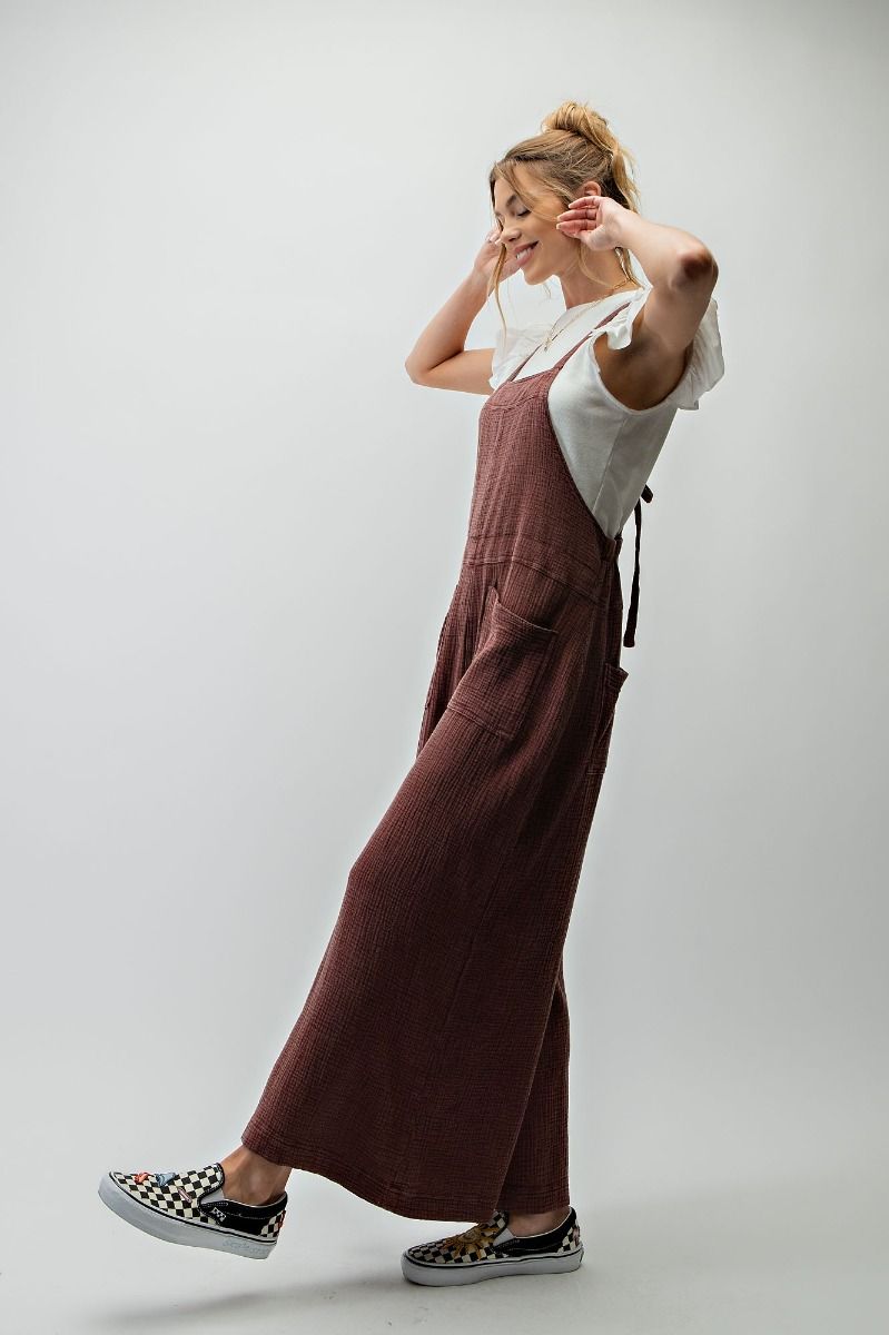 WASHED COTTON JUMPSUIT/OVERALLS