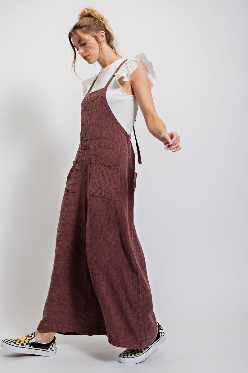 WASHED COTTON JUMPSUIT/OVERALLS