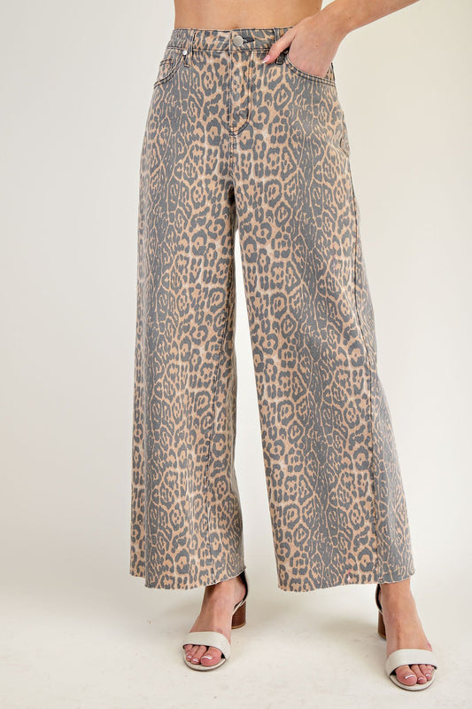 Washed Animal Print Pants