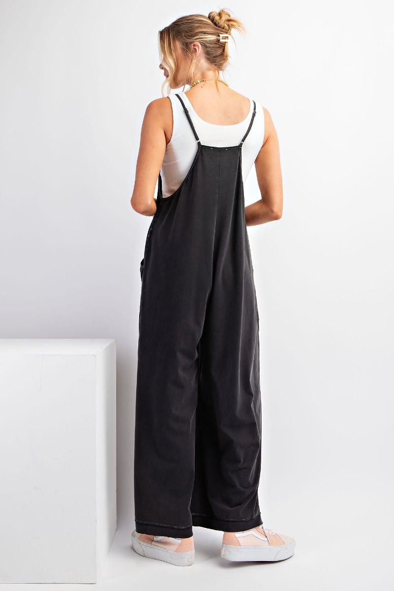 MINERAL WASHED COTTON SPAN JUMPSUITS