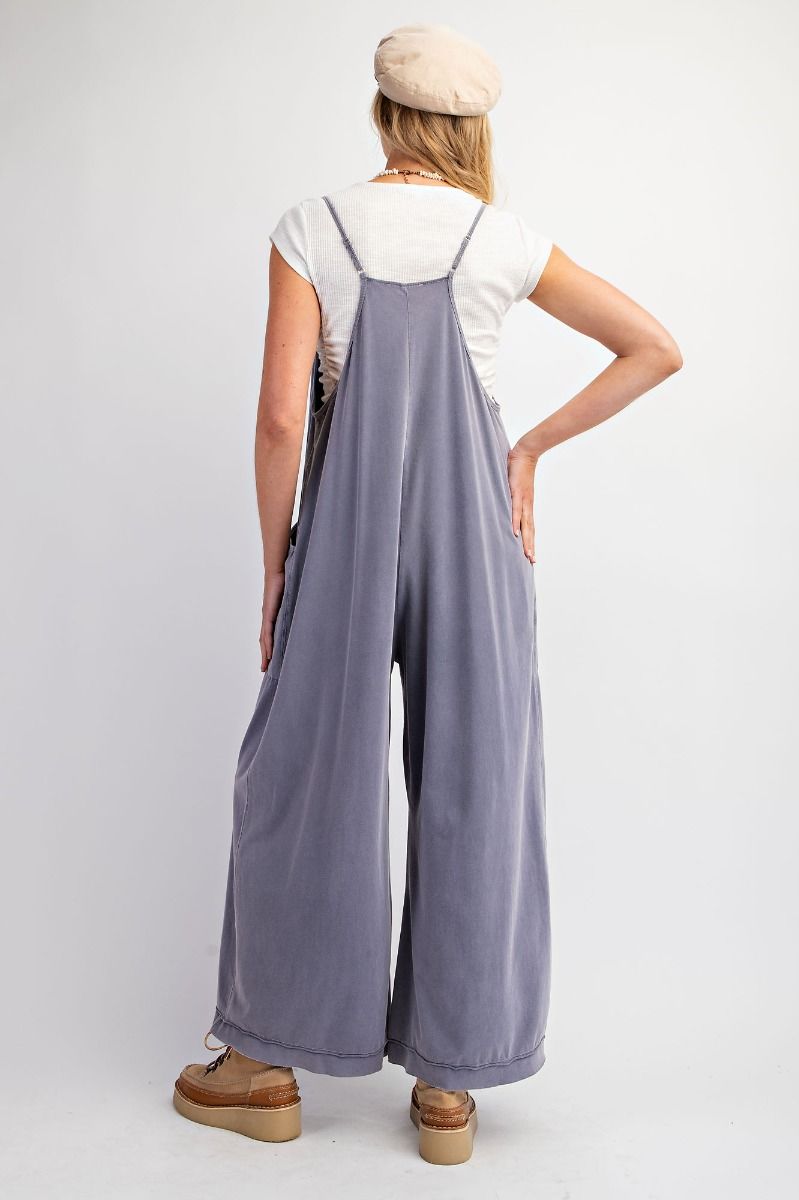 MINERAL WASHED COTTON SPAN JUMPSUITS