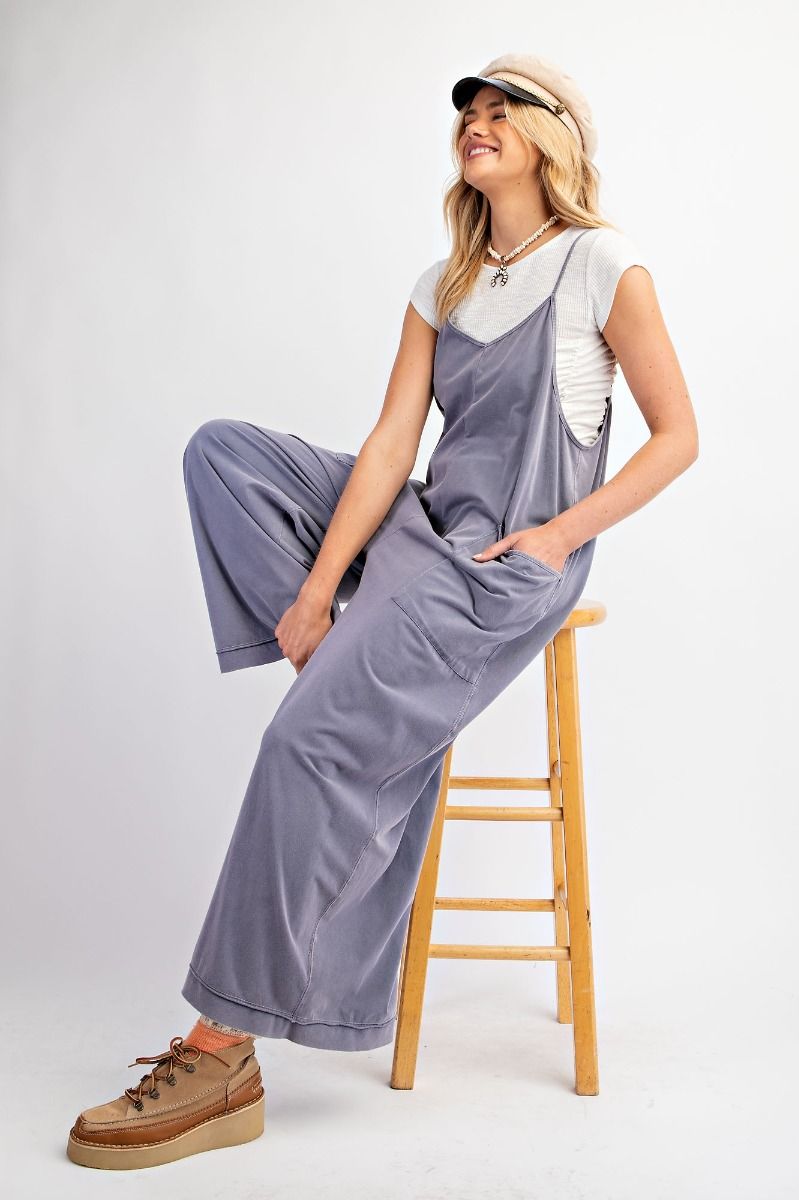 MINERAL WASHED COTTON SPAN JUMPSUITS
