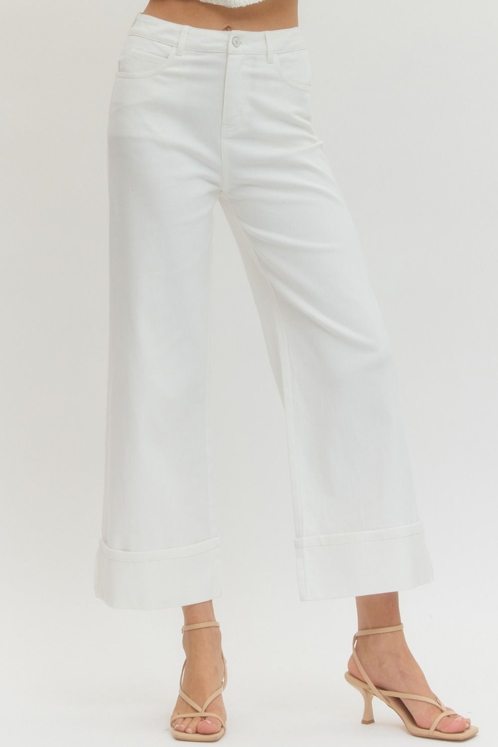 Solid mid-rise ankle length pants
