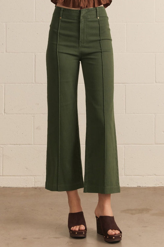 Solid high rise wide leg pants