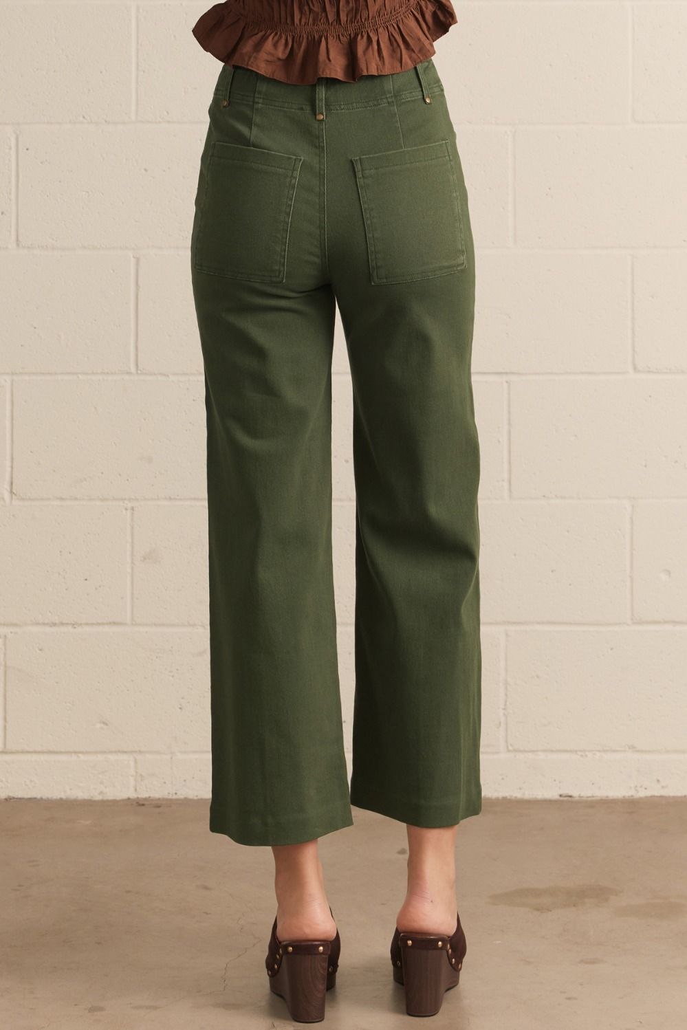 Solid high rise wide leg pants