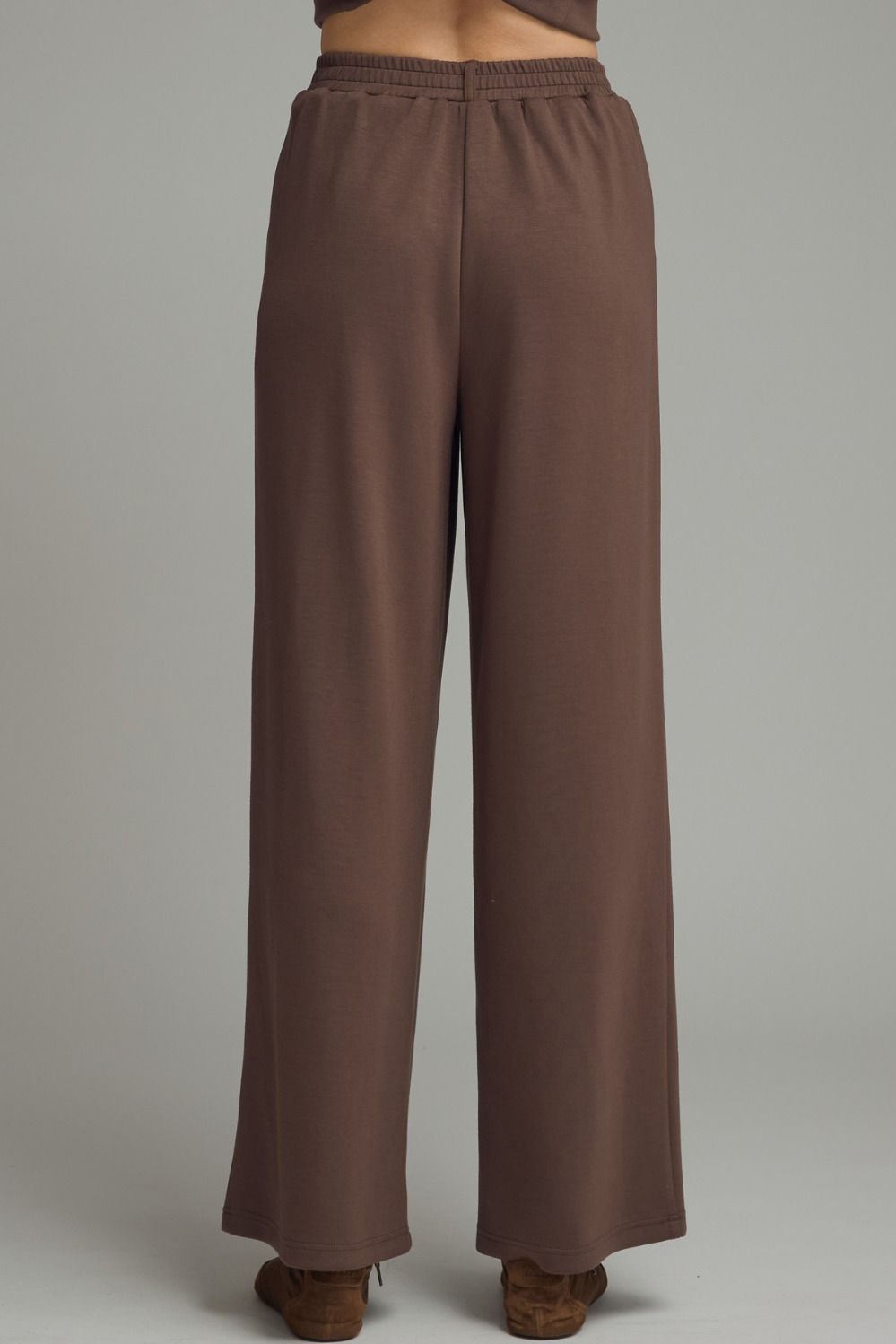 Solid knit wide leg pants