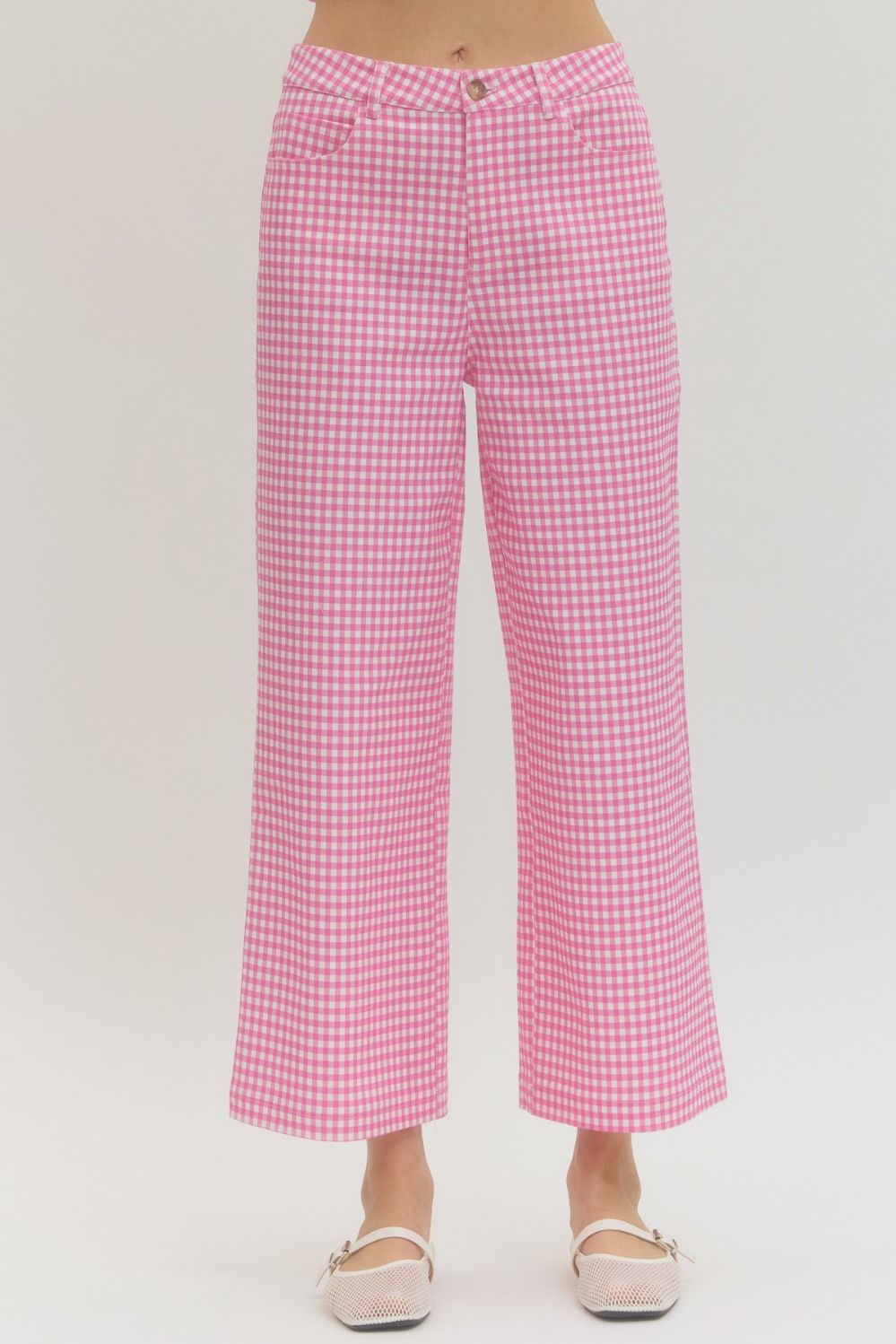 Gingham straight leg pants