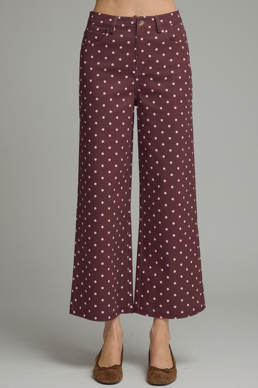 Polka dot wide leg pants