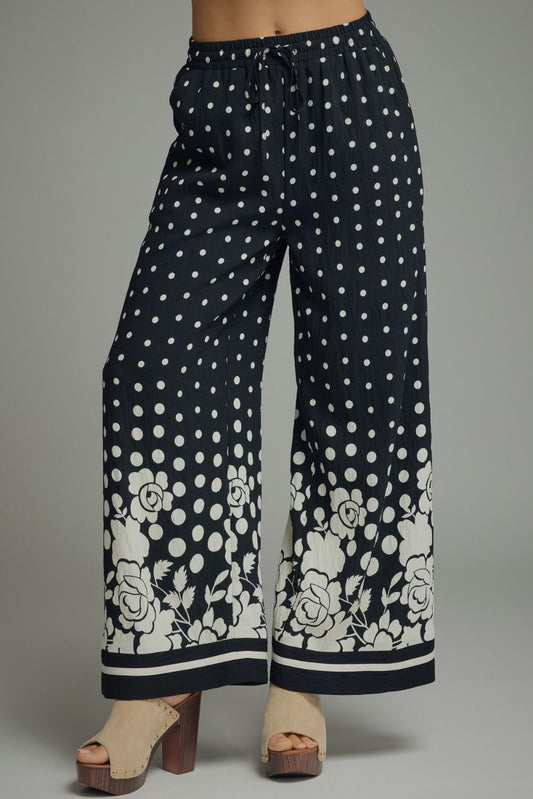 Polka dot wide leg pants