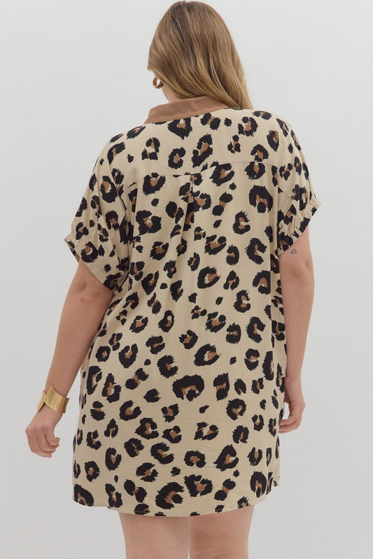 Oversized leopard pattern elasticated dolman sleeve