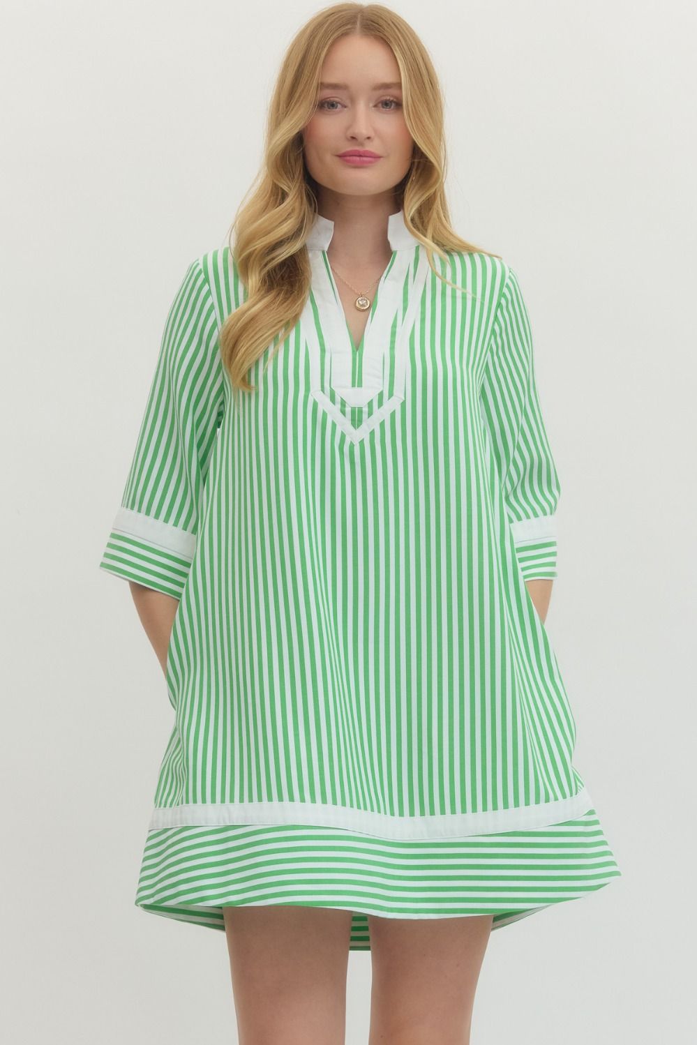 Striped half sleeve mini dress