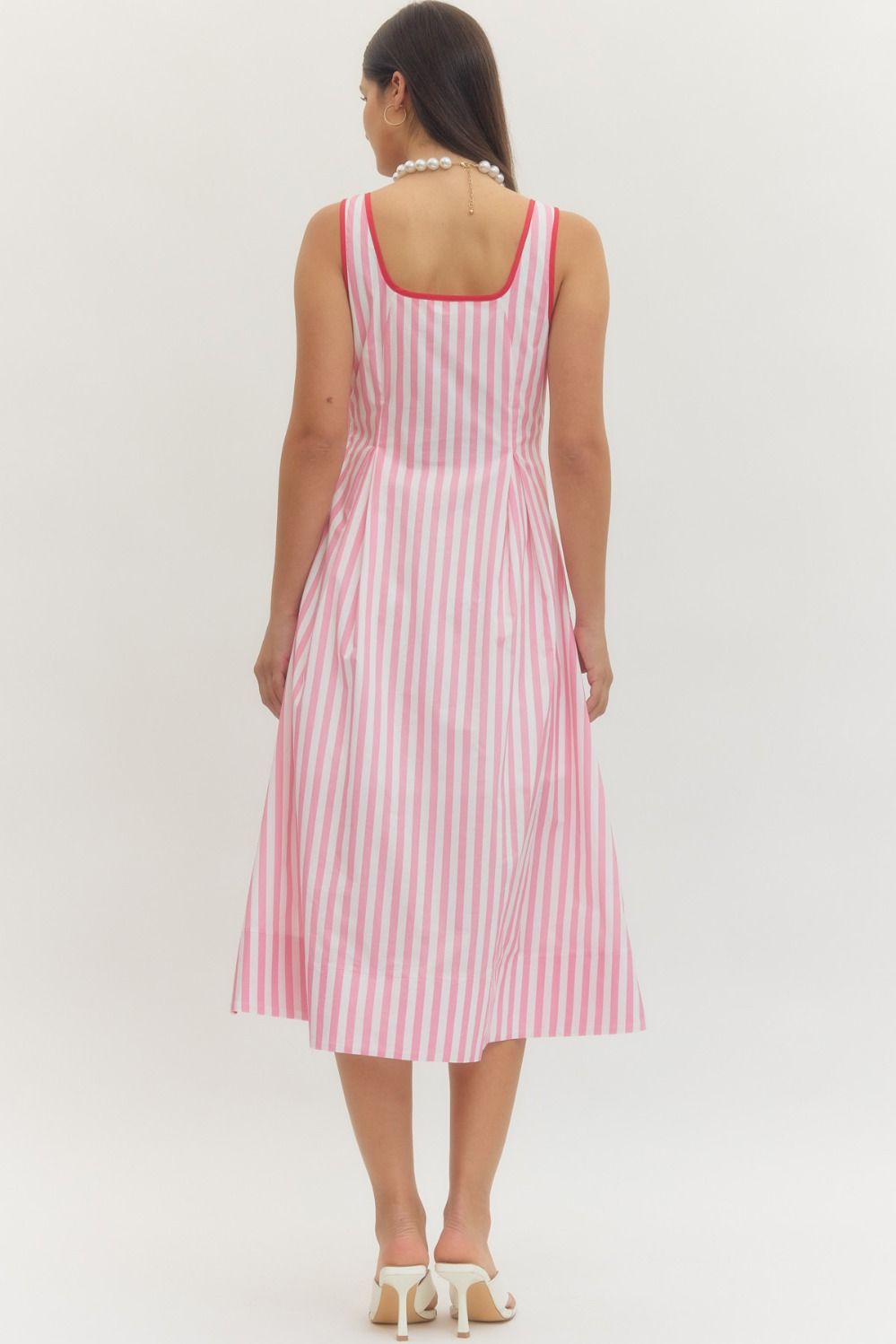 Striped sleeveless midi dress