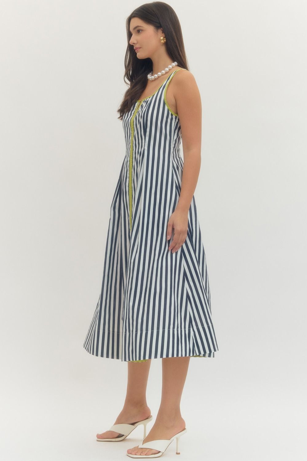 Striped sleeveless midi dress
