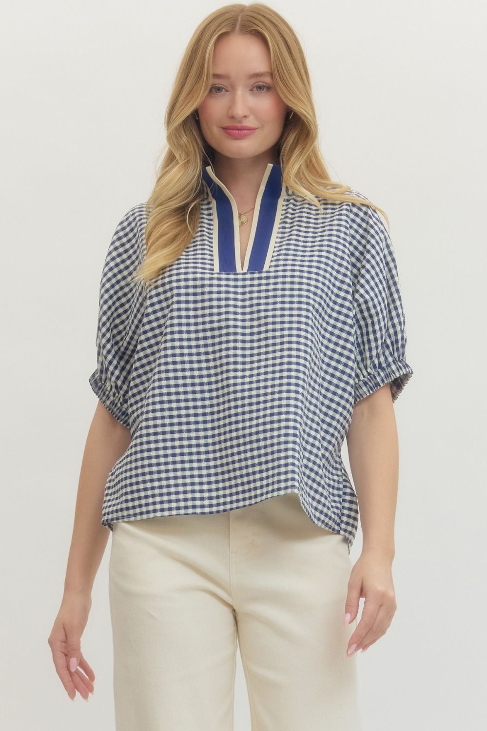 Gingham short dolman sleeve top (Copy)