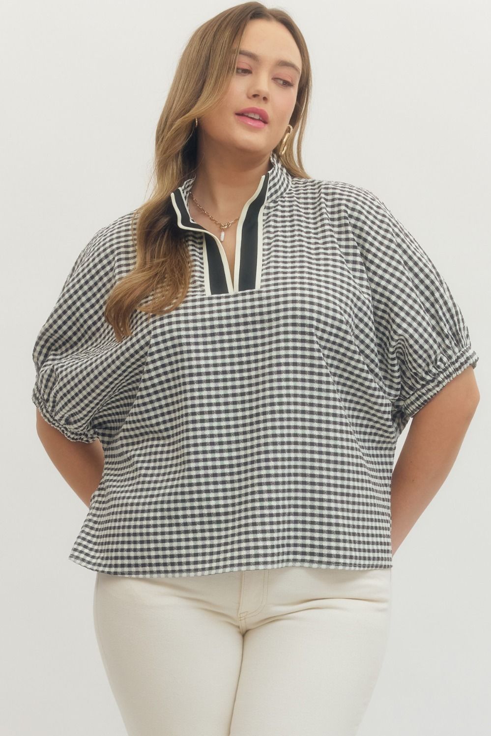 Gingham short dolman sleeve top (Copy)