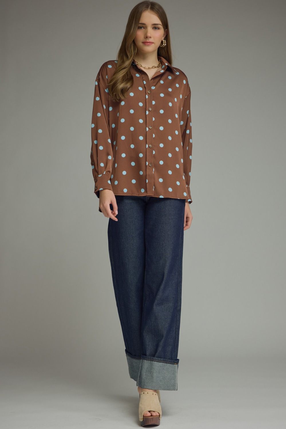 Polka dot long sleeve top