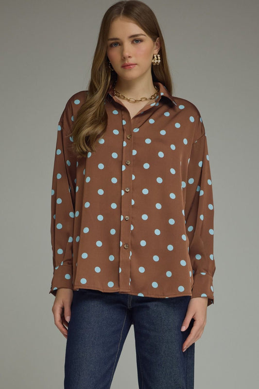 Polka dot long sleeve top