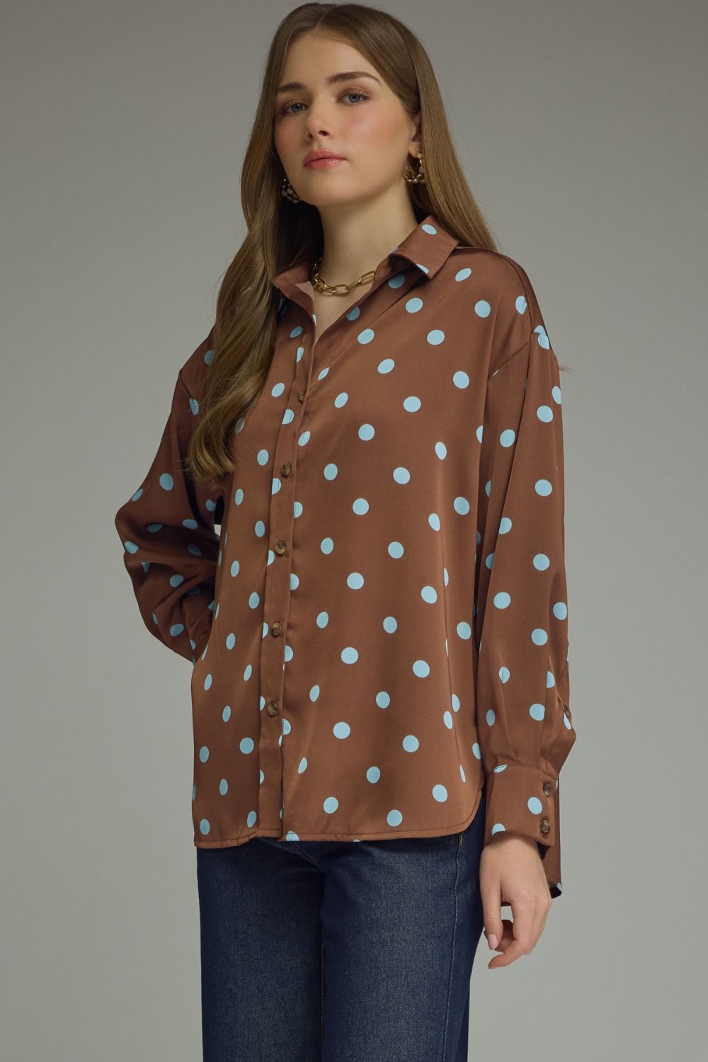 Polka dot long sleeve top