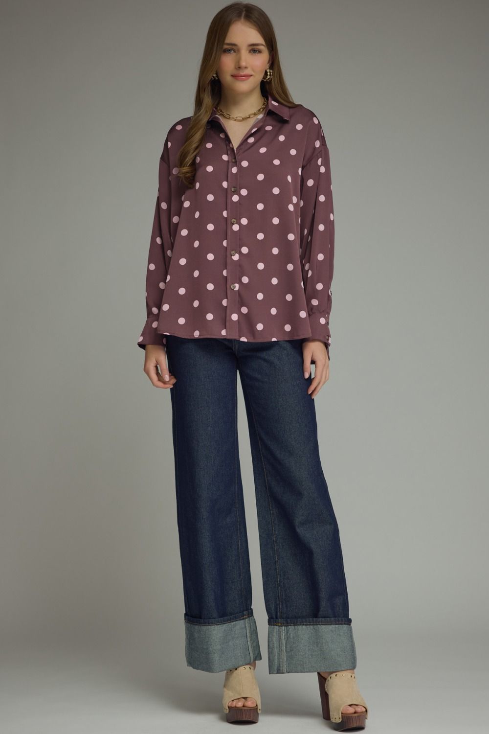 Polka dot long sleeve top
