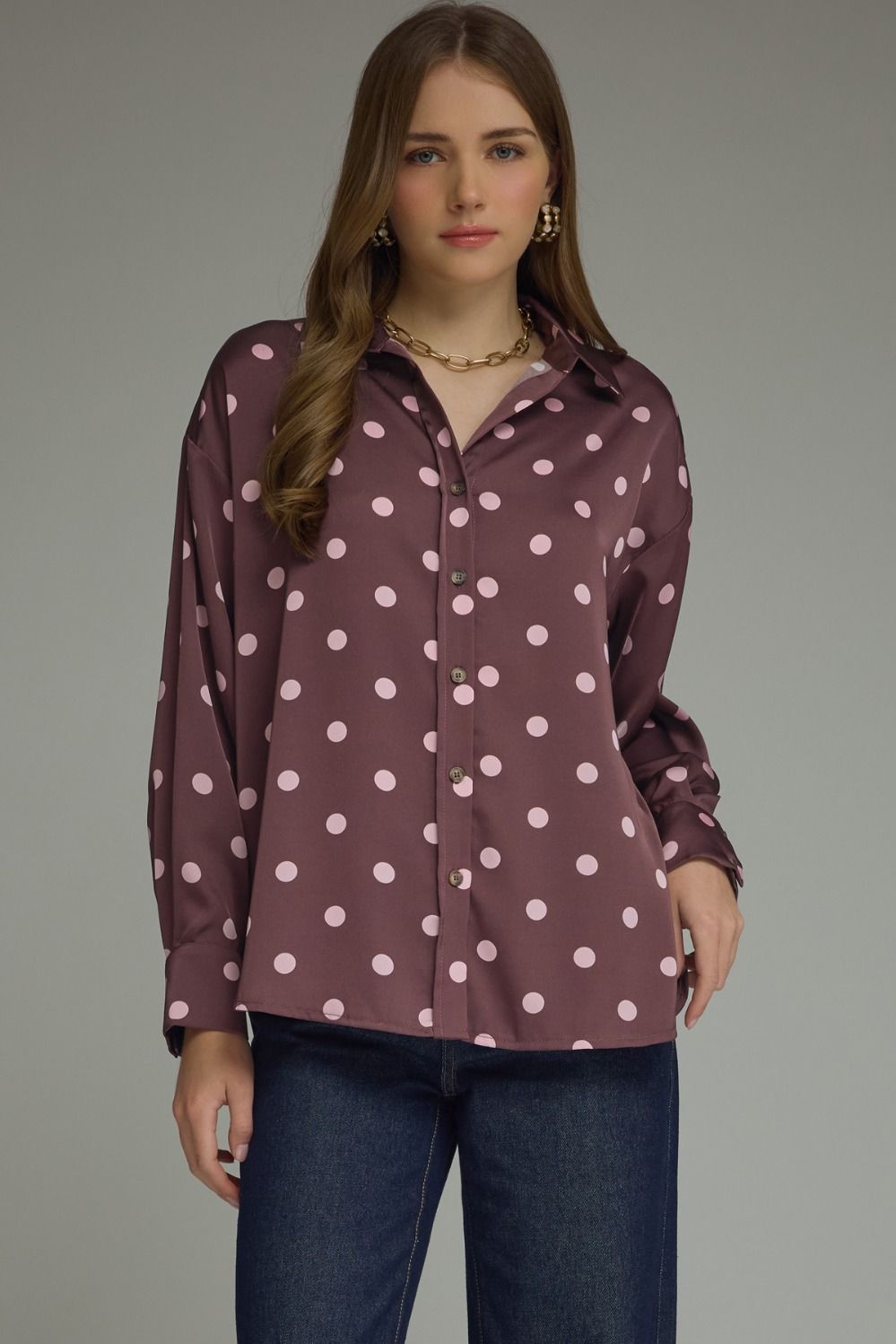 Polka dot long sleeve top