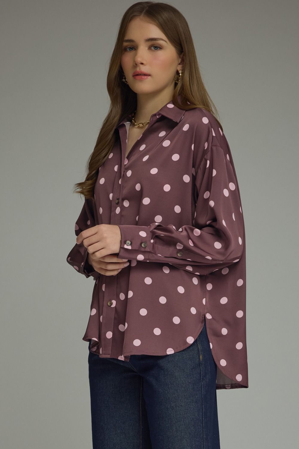 Polka dot long sleeve top