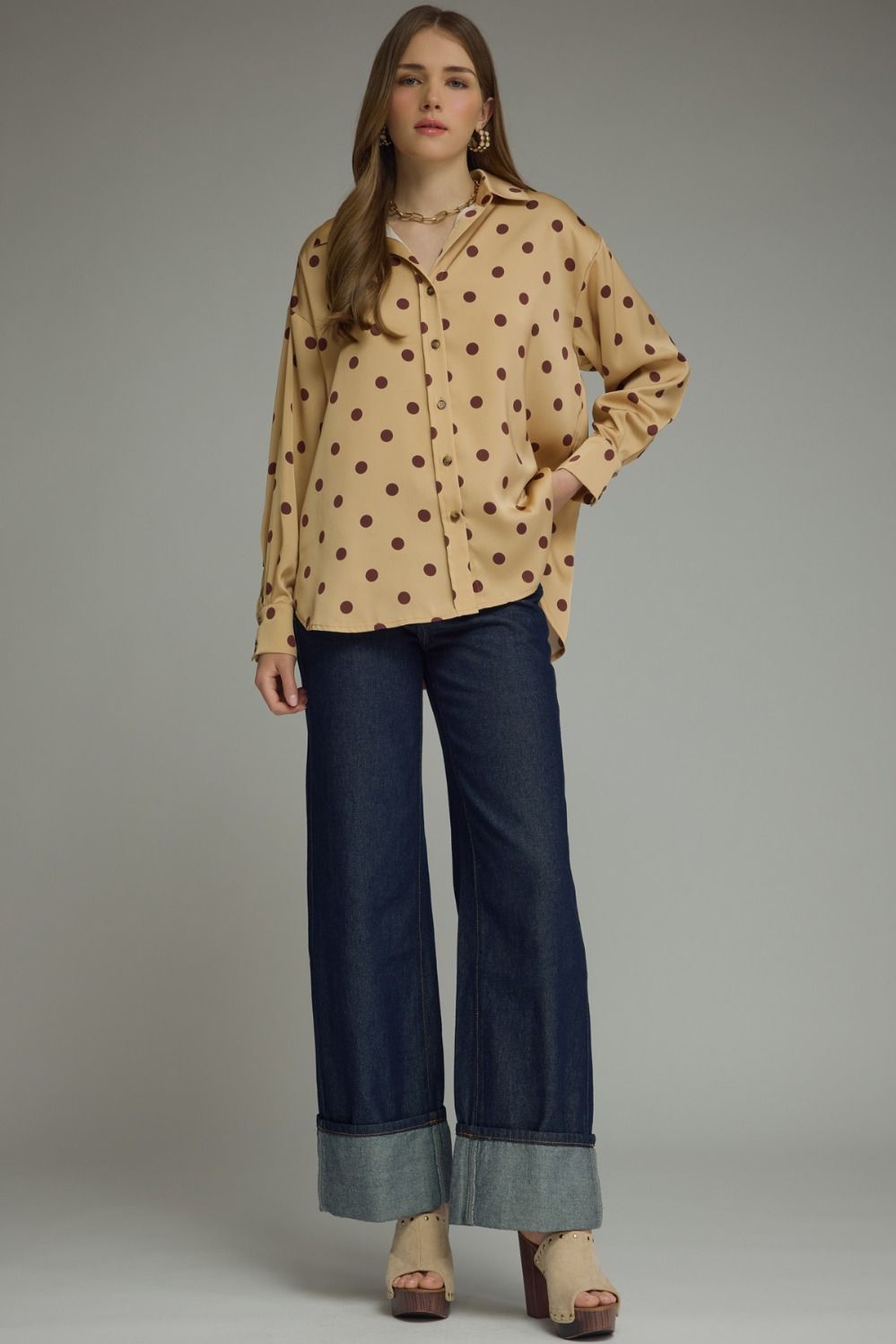 Polka dot long sleeve top