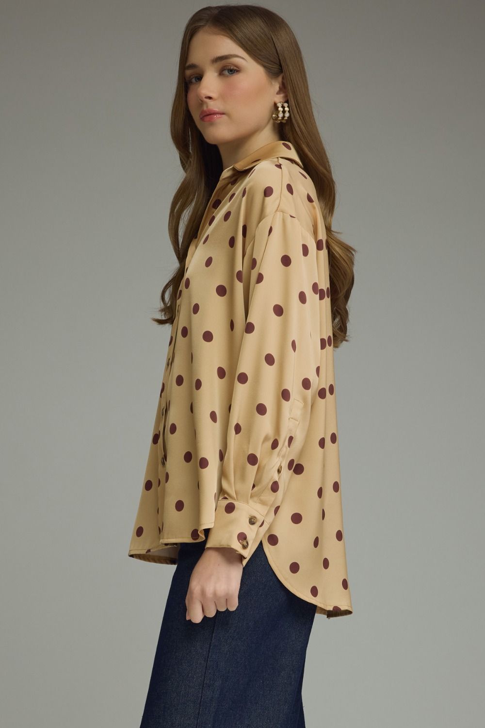 Polka dot long sleeve top