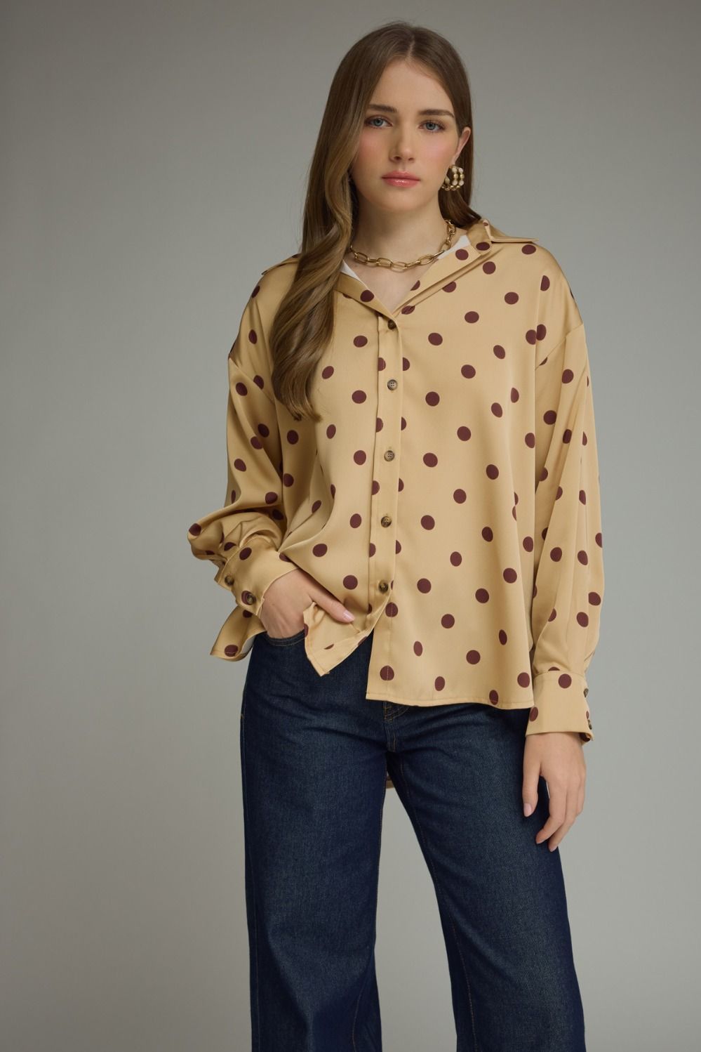 Polka dot long sleeve top